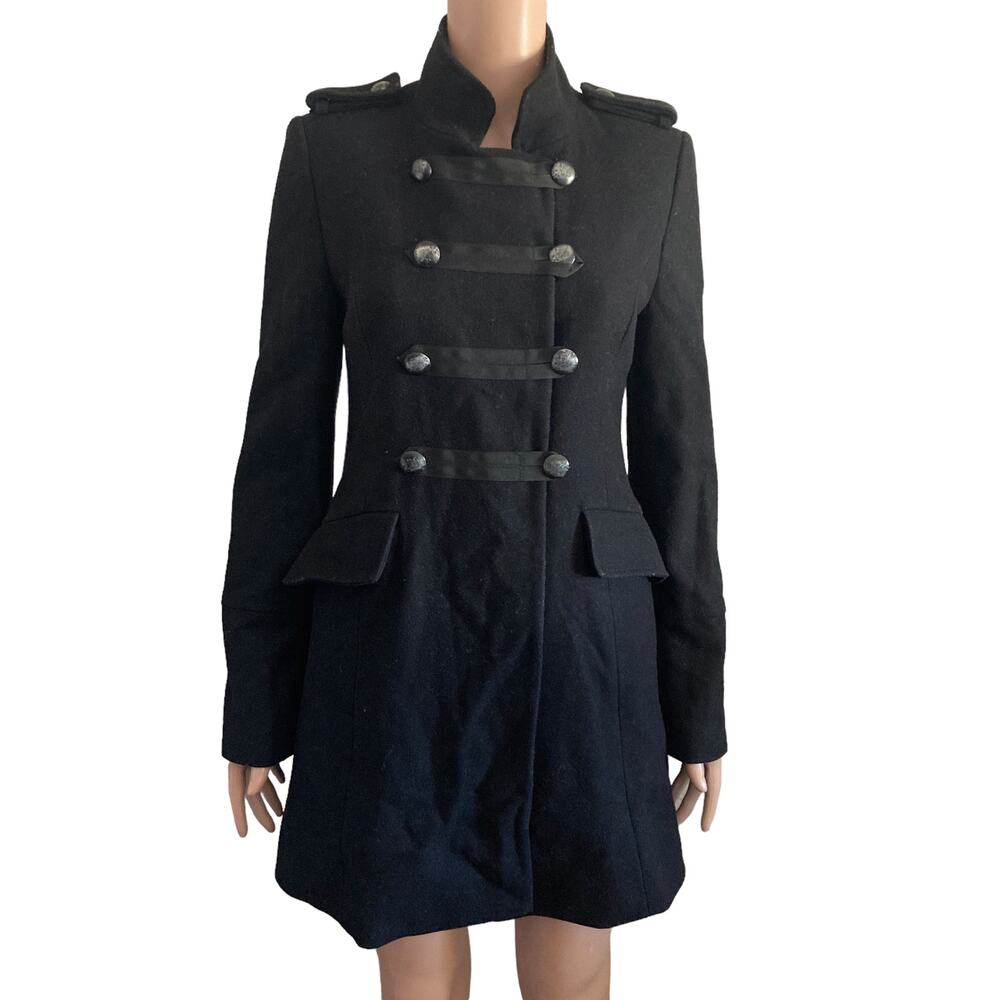 Vintage Esprit Pea Coat Womens XS Wool Blend Black Captains Buttons